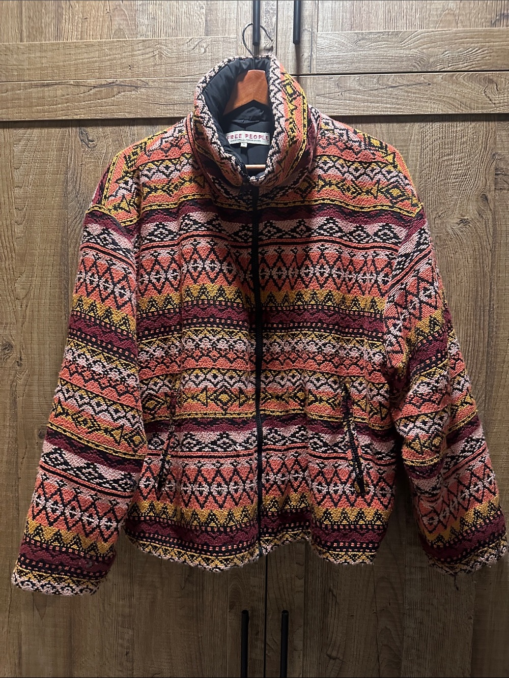 Free People Multi-Color Patterned Puffer Jacket